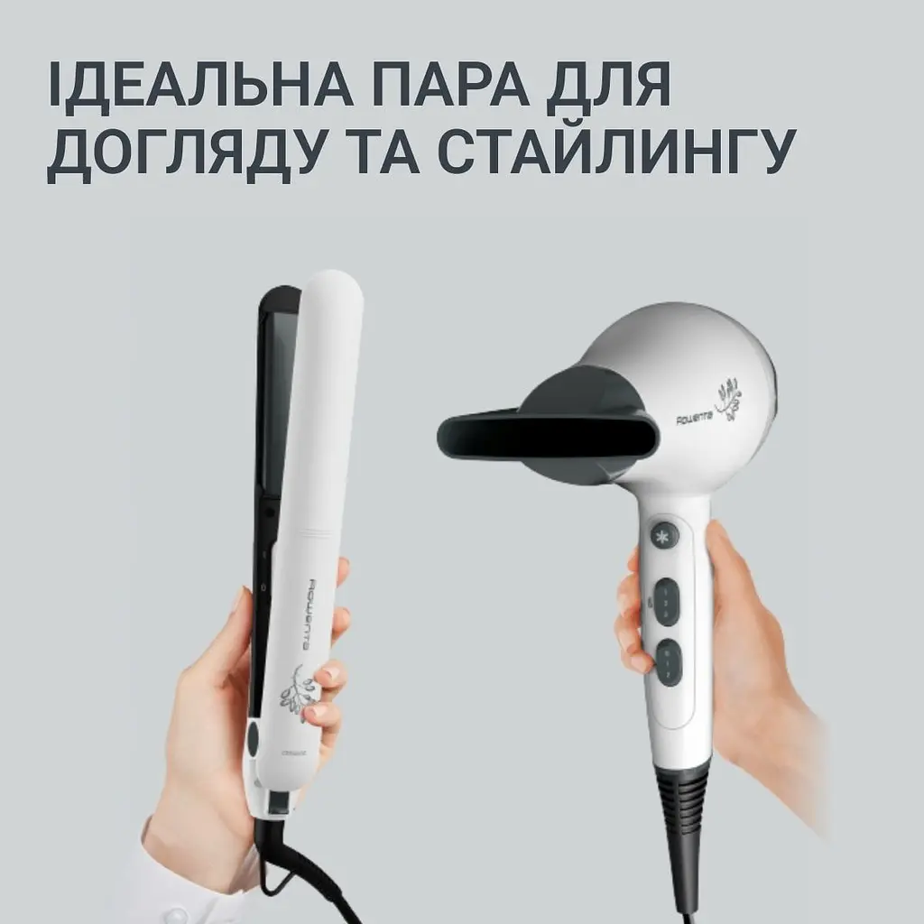 Набір фен та випрямляч Rowenta Pure Collection 2200 Вт біло-чорний (YD3057F0) - фото 5
