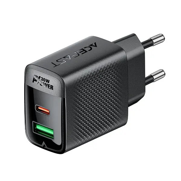 Мережевий зарядний пристрій ACEFAST A98 PD30W GaN (USB-C+USB-A) charger Чорний - фото 3
