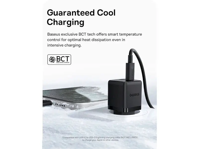 Мережевий зарядний пристрій BASEUS Palm Fast Charger 20 W Type-C to Type-C cable Black (P10111608113-01) - фото 6