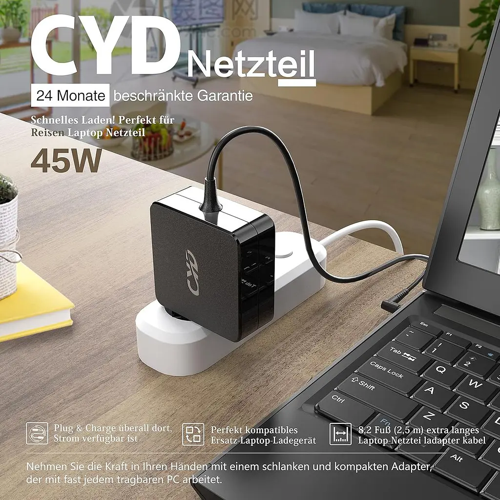 Блок живлення CYD 45 Вт 19 В 2.37 A (4.0 x 1.35 мм) для ноутбуків ASUS Vivobook, ZenBook, Transformer Book чорний (SKU-064) - фото 6