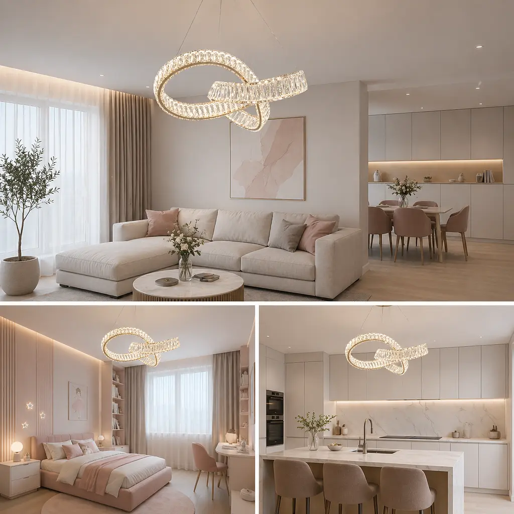 Елегантна підвісна LED люстра Diasha 536/600G золото 110W 65 см з пультом - фото 2