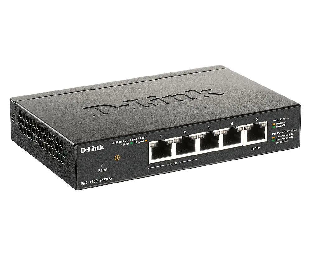 Комутатор DGS-1100-05PD 5xGE, (2xGE, 2xGE PoE, 1xGE PD), EasySmart D-Link teh0018271 - фото 3