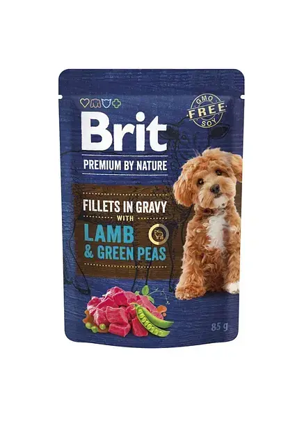 Корм вологий Brit Premium Fillets in Gravy Lamb and Green Peas для собак філе в соусі ягняти і зелений горошок 85 г