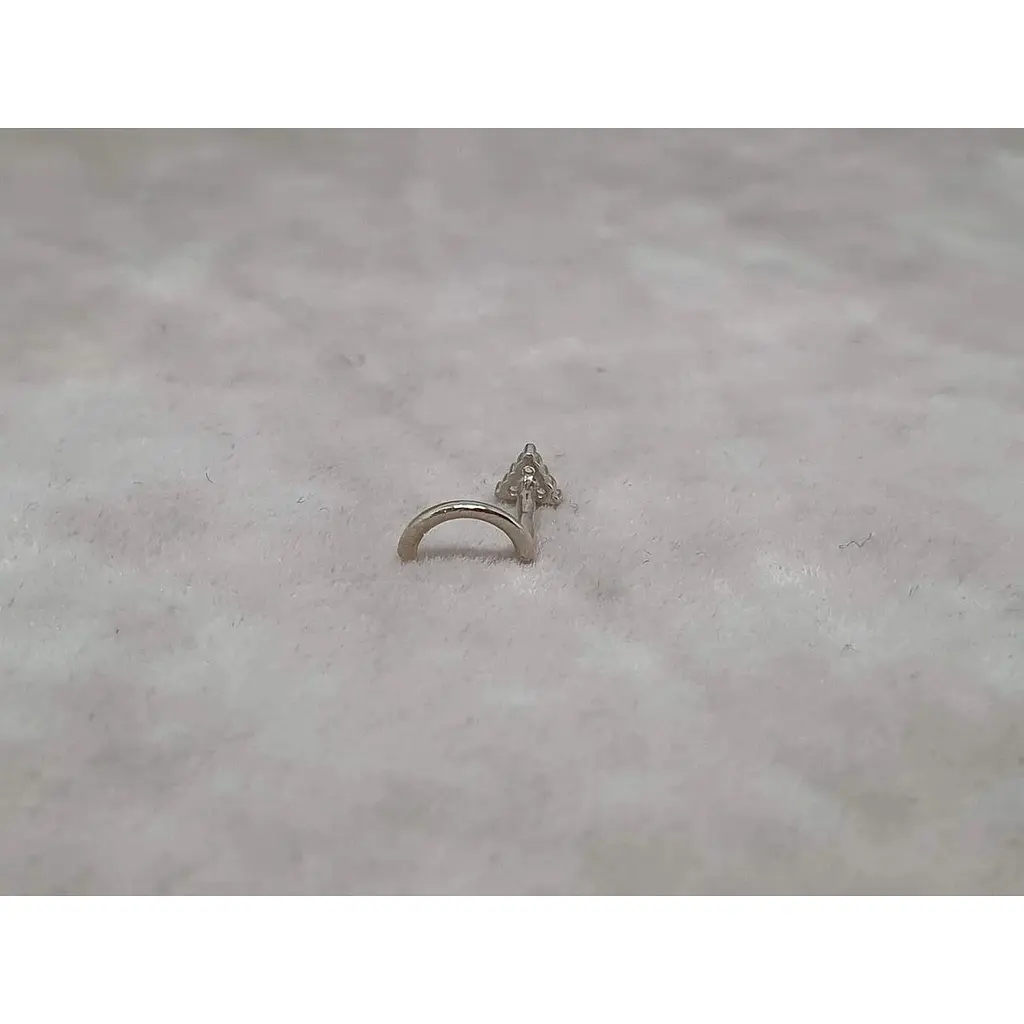 Золотая серьга-пирсинг Астор в нос с фианитом. 2182442Б - фото 4