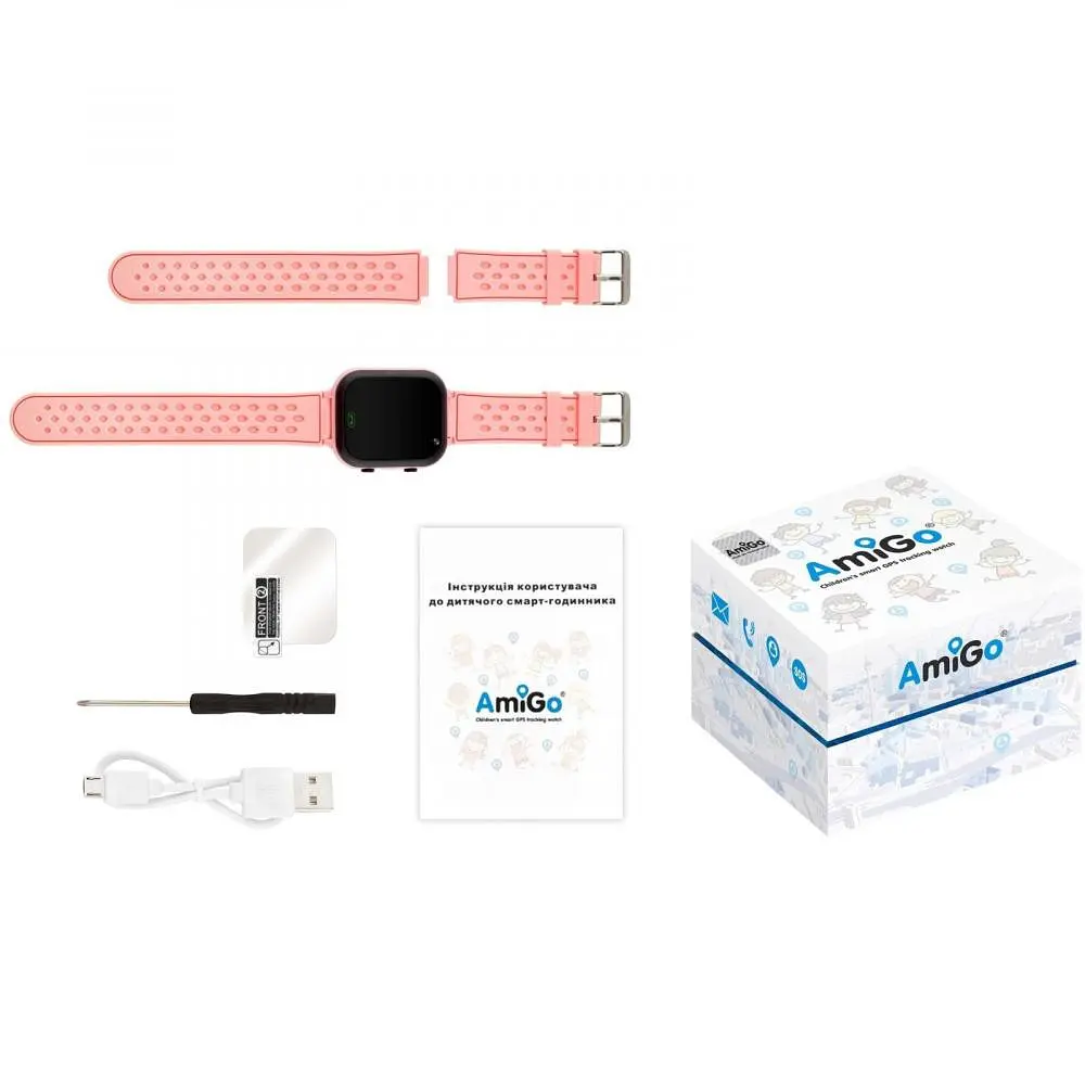 Детские умные часы Amigo GO009 Camera+LED WIFI Pink - фото 6
