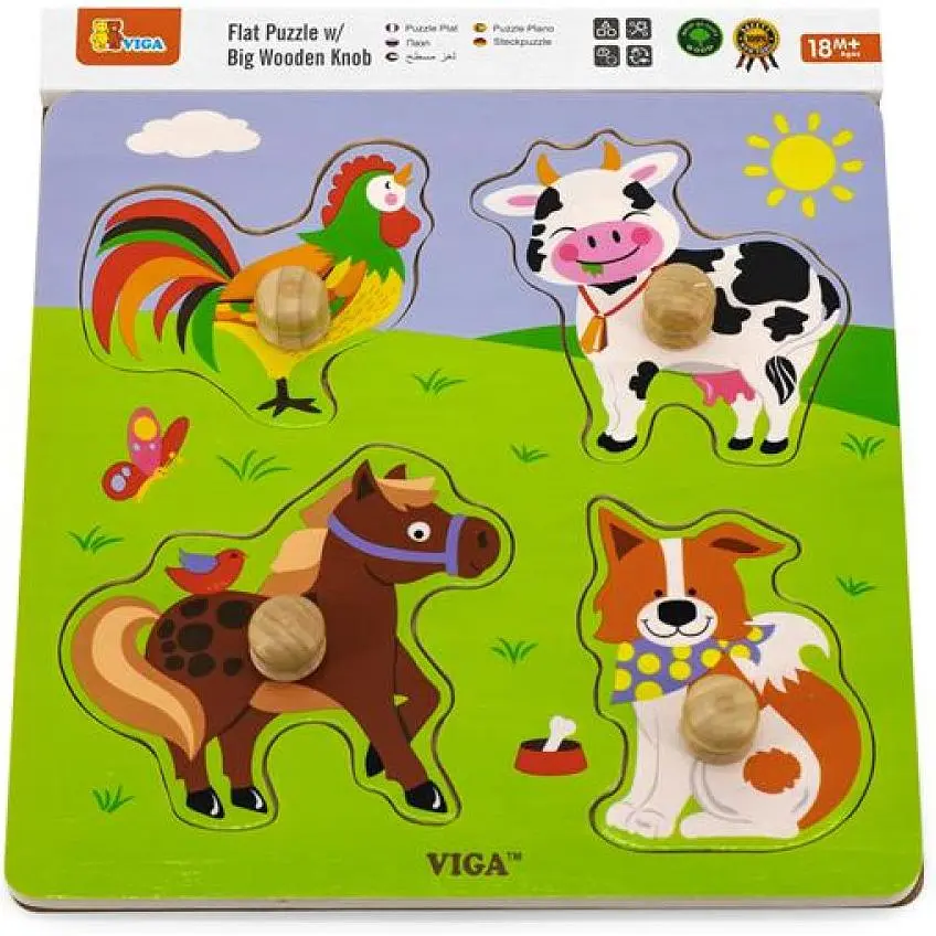 Дерев'яна рамка-вкладиш Viga Toys Звірята на фермі 4 елементи (50839) - фото 2