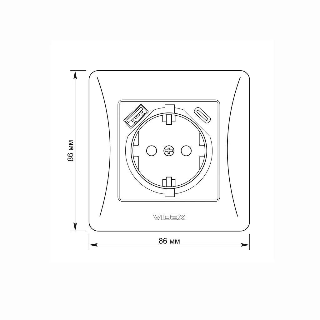 Розетка одинарна із заземленням з USB+USB-C біла VIDEX BINERA VIDEX (27862-000) - фото 5