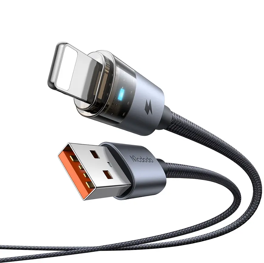 Кабель Mcdodo Lightning Transparent Cable with Charging Light 1.2 м CA-6910 Черный - фото 2