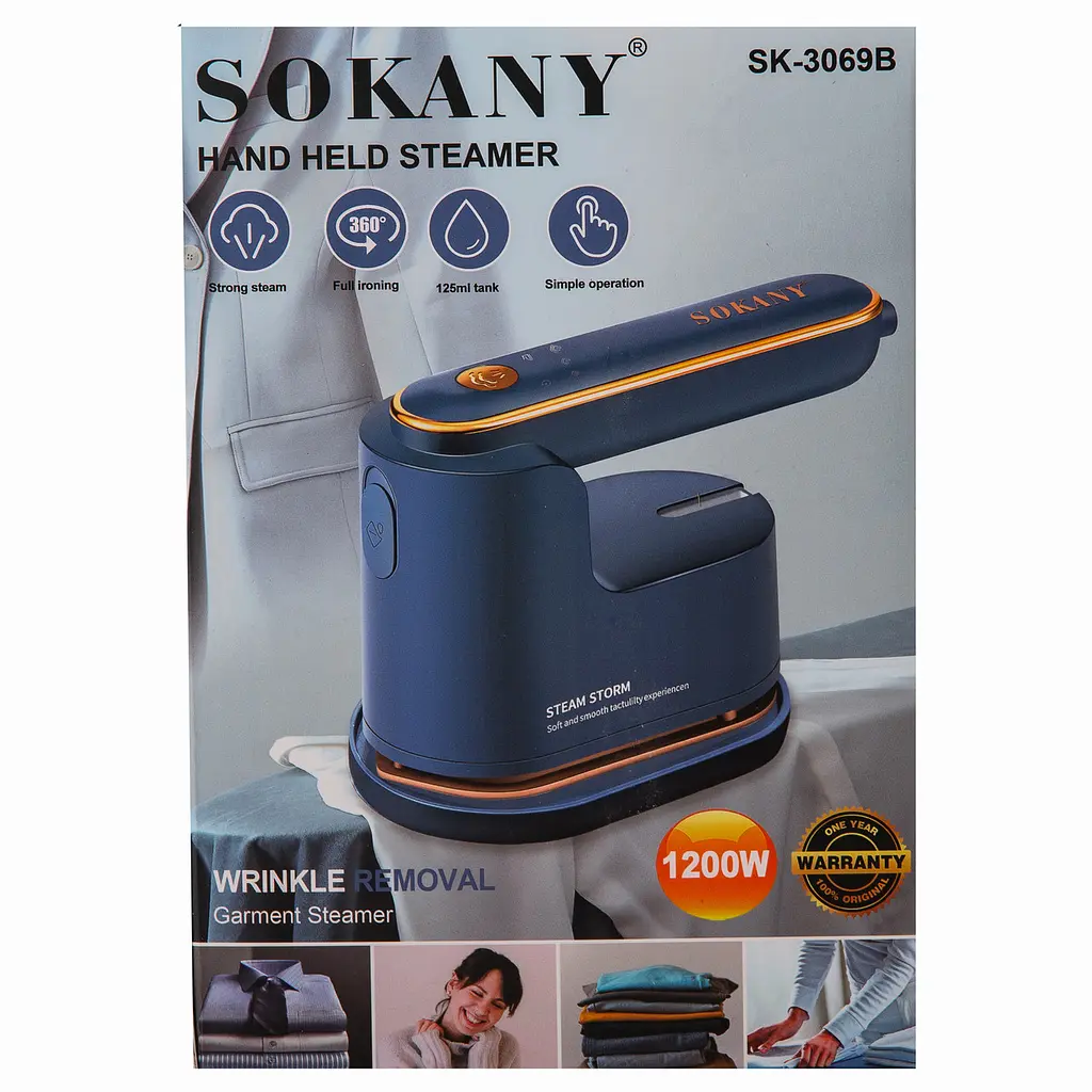 Дорожня праска Sokany SK-3069B з функцією відпарювання для сухого та вологого прасування, синій Sokany SK-3069B - фото 9