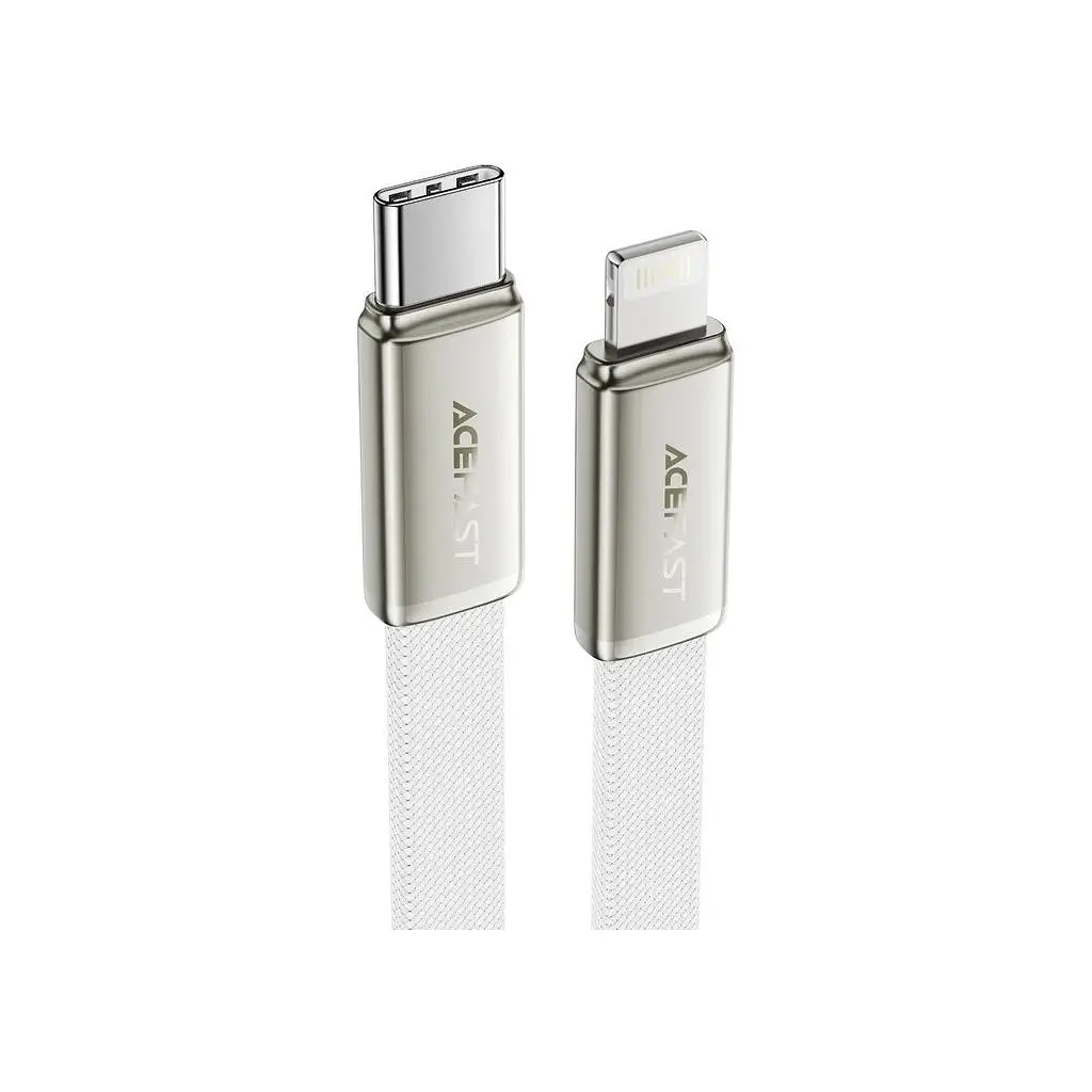 Дата кабель USB 2.0 AM to Lightning 1.2m 30W nylon white Acefast (6974316286240) - фото 2