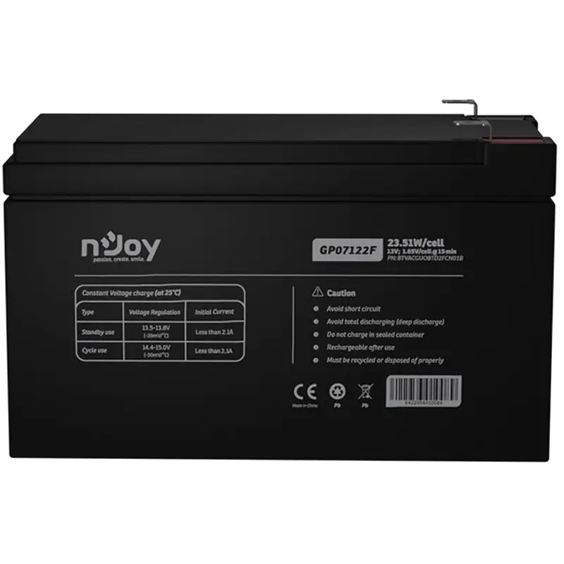Акумуляторна батарея Njoy GP07122F 12V 7AH (BTVACGUOBTD2FCN01B) AGM - фото 6