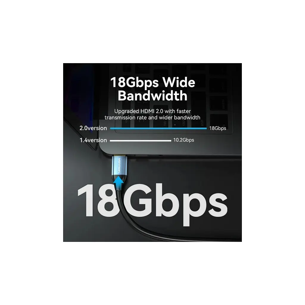 Кабель мультимедійний HDMI M to HDMI M 8.0m V2.0 4K60Hz aluminum alloy blue Vention (ALHSK) - фото 6