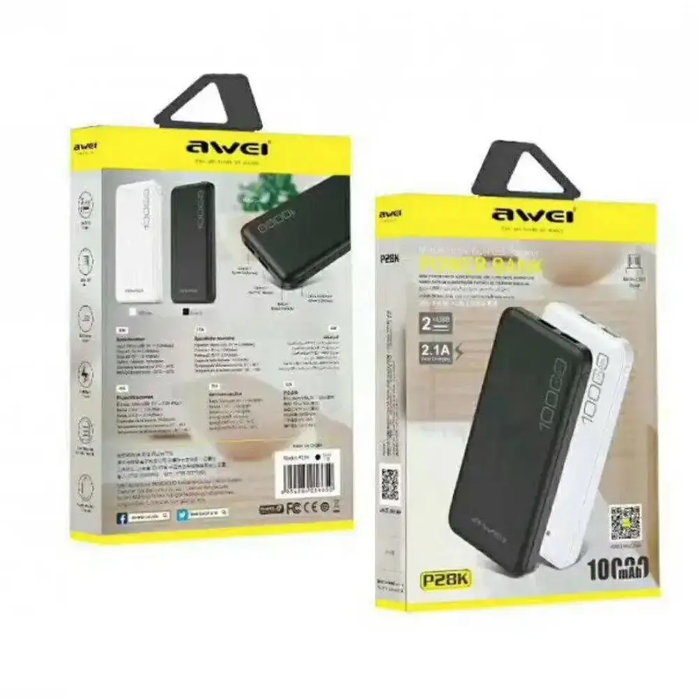 Портативное зарядное устройство для Power Bank Awei P5K 10000 mAh Павербанк USB белый - фото 4