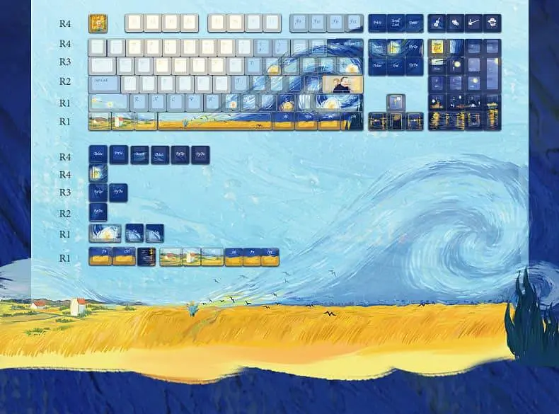 Набор клавиш Varmilo 130Keys Van Gogh Cherry Profile Keycap Set (130K-110FA-R-V) - фото 5