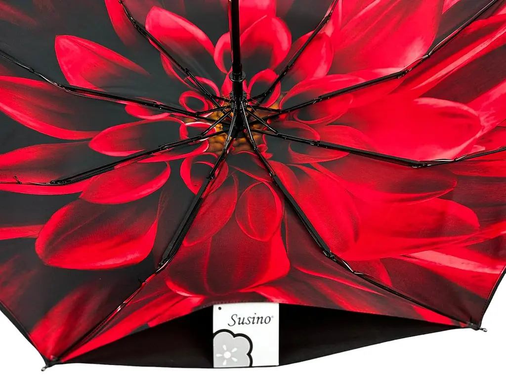 Женский складной зонтик полуавтомат Susino 98 см черный - фото 3