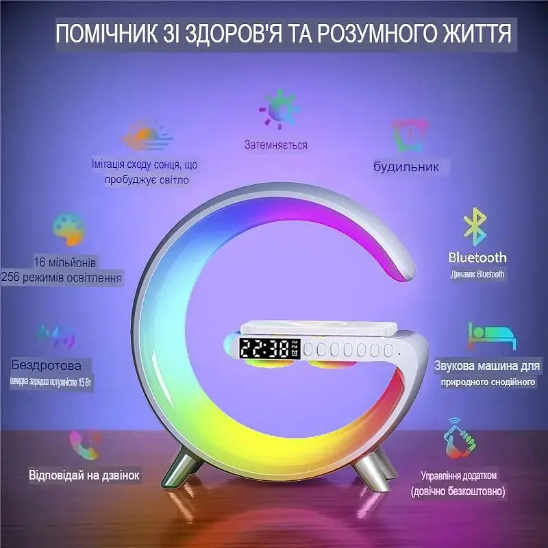 Настільна лампа XPRO з колоною RGB-підсвічуванням Bluetooth L39 (44588-_276) - фото 5