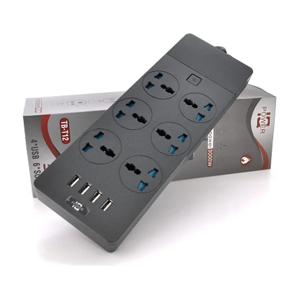 Мережевий фільтр живлення Voltronic TВ-Т12, 6роз, 4xUSB Black (ТВ-Т12-Black) - фото 2