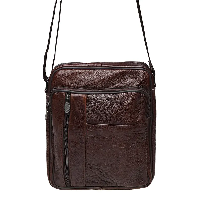 Чоловіча сумка Borsa Leather K18450 23x20x6 см Коричневий (10843) - фото 2