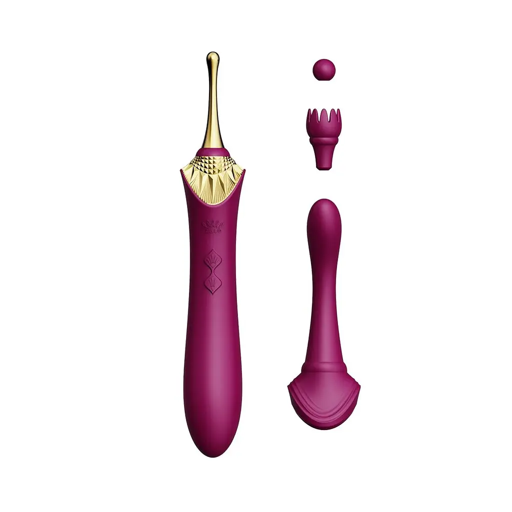 Вагінально-кліторальний вібратор Zalo - Bess Velvet Purple, мультифункціональний із насадками