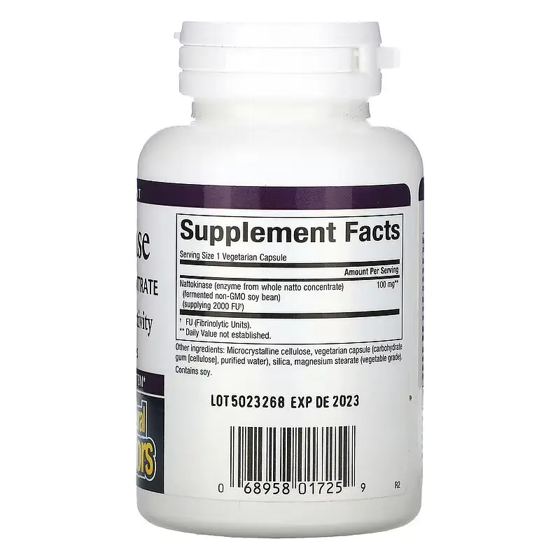 Наттокіназа (Nattokinase) Nattokinase 100 mg 60 Capsules Natural Factors vit0005308 - фото 2