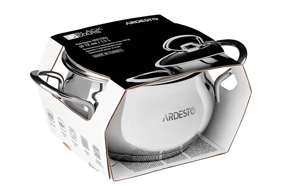 Кастрюля Ardesto Black Mars со стеклянной крышкой 1.1 л (AR0706S) - фото 5