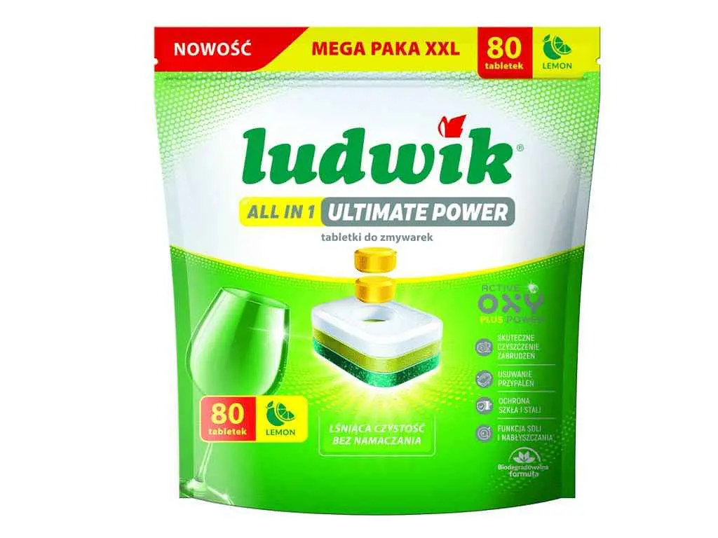 Капсули для посудомийних машин LUDWIK 80шт Profi All in One Лимон