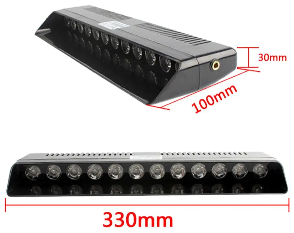 Страбоскоп Світлодіодний 12V DRL 330x100 мм 12LED (B-R) прикурювання вимикач на присосках (KING S12) - фото 3