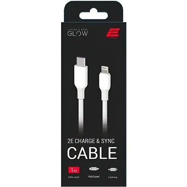 Кабель 2E USB-C - Lightning Glow 1m White - фото 2