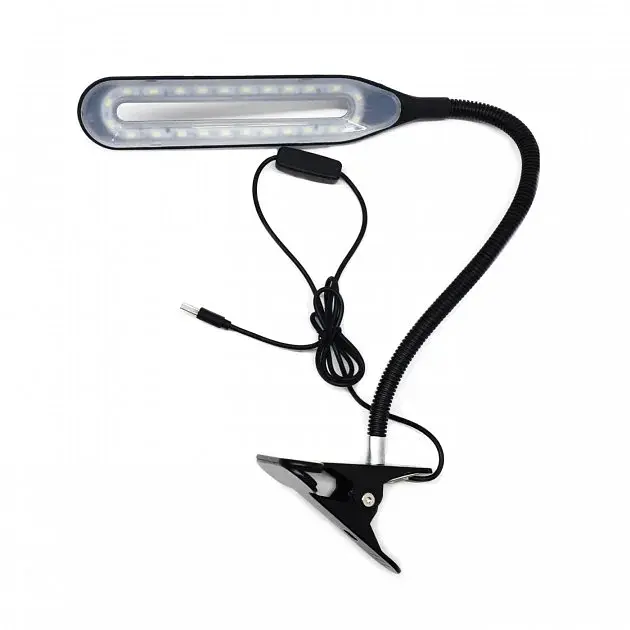 Світлодіодна настільна USB-лампа гнучка на прищіпці 24 LED UKC XSD 206 чорна