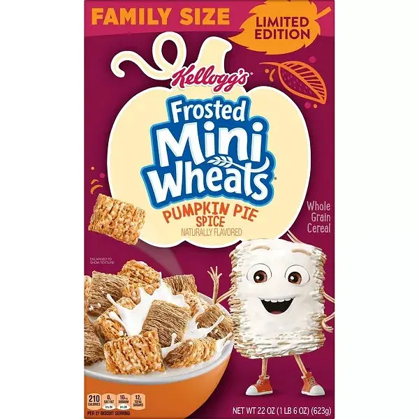 Пластівці Kellogg's Frosted Mini Wheats Pumpkin Pie Spice Cold Breakfast Cereal 623.7g - фото 2