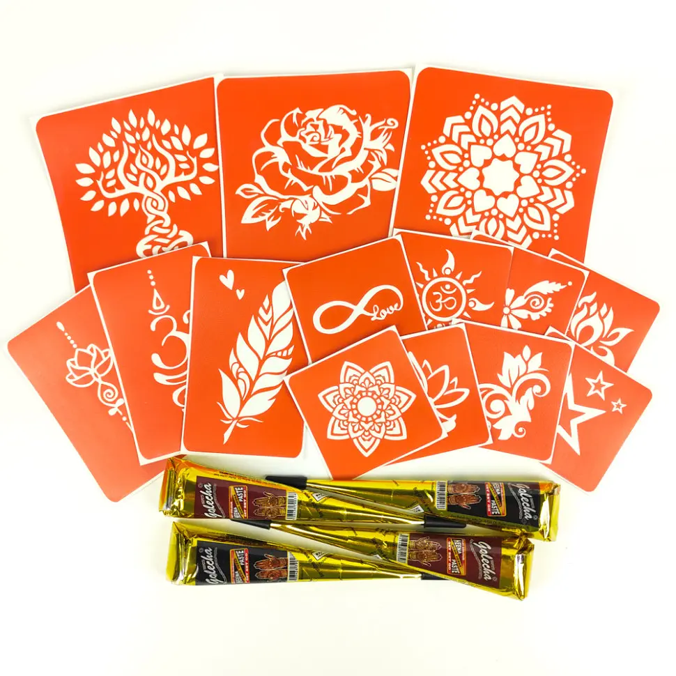 Набір хни з трафаретами для біо-тату №4 Fresh Tattoo henna-set-04 - фото 4