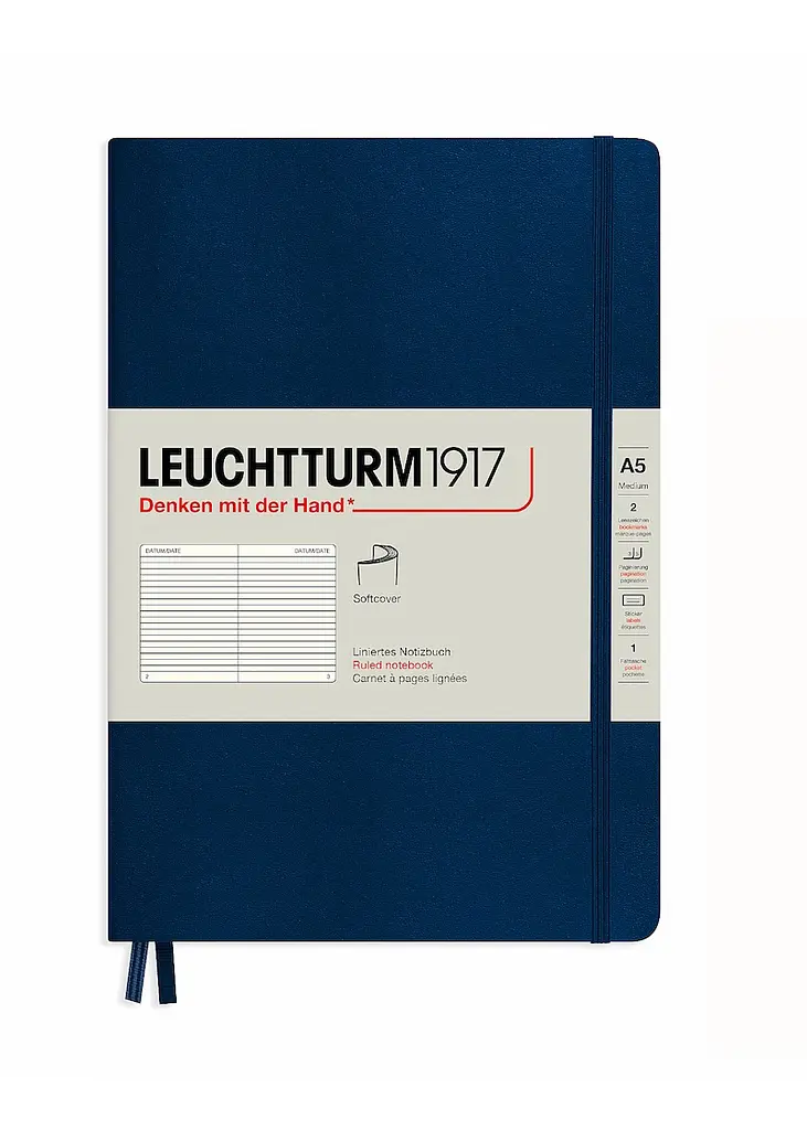 Блокнот Leuchtturm1917 Середній, М'яка обкладинка, темно-синій, лінія (362840) - фото 7