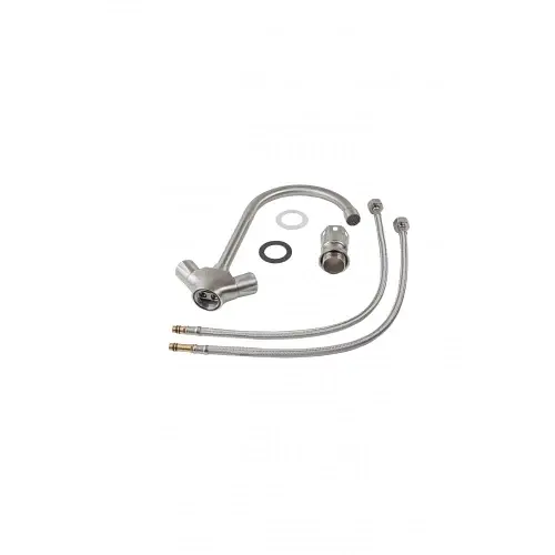 Змішувач кухонний Germece 8634 поворотний двовентильний з нержавіючої сталі сірий (000017443) - фото 2