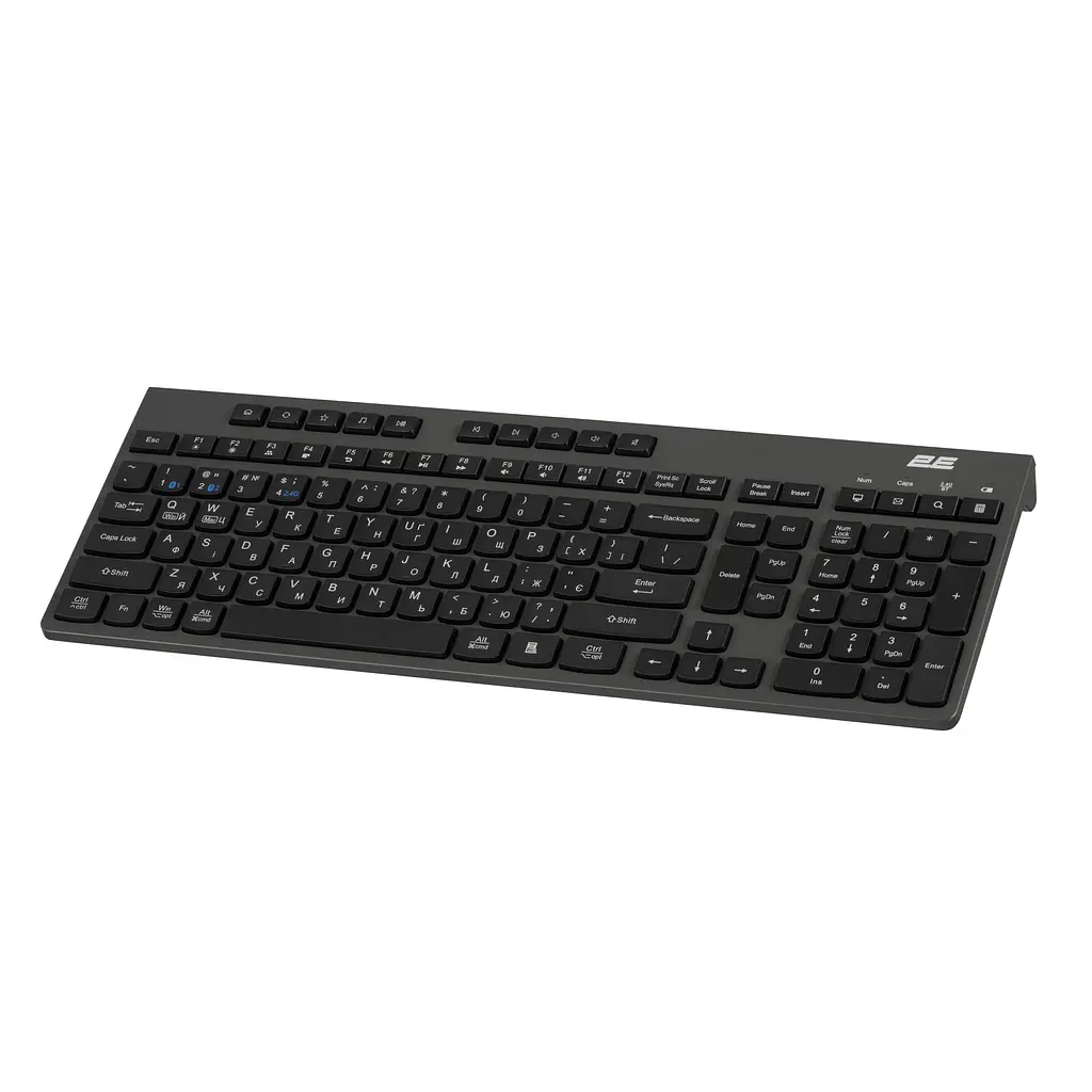 Клавіатура мембранна бездротова 2E KS-280 Black-Grey, 120key, WL/BT, EN/UK, silent - фото 7