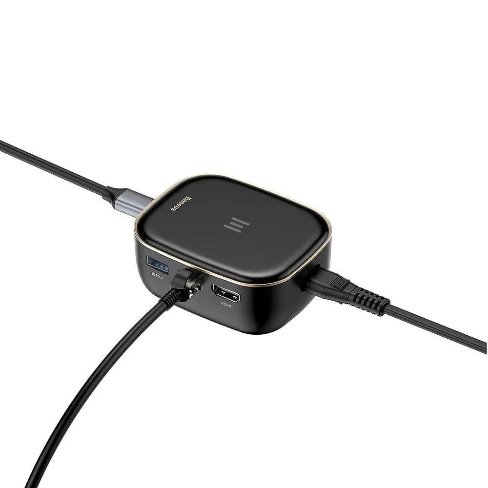 Мультипортовий адаптер USB Хаб Baseus Multi-Functional Charger Type-C CAHUB-AU01 Black - фото 5