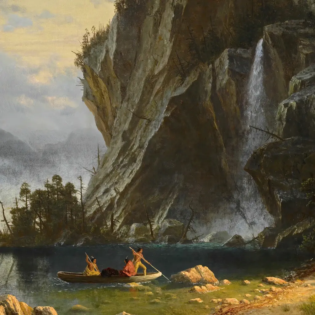 Інтер'єрна картина Індіанська риболовля, Альберт Бірштадт, Albert Bierstadt, репродукція картини, 60×90 см (id7004) - фото 6