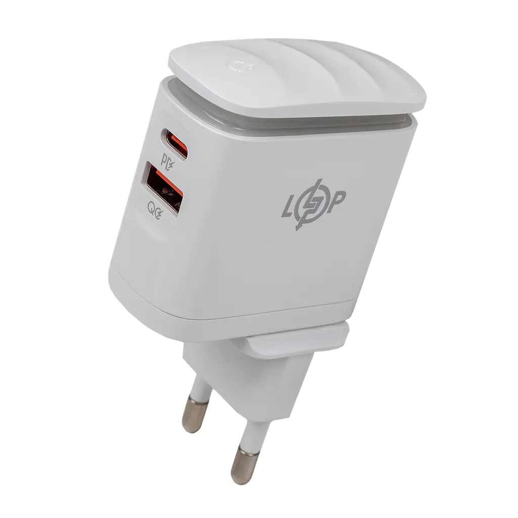 Зарядка для телефона LogicPower 25W (Type-C+USB) QC3.0 PD + кабель (Type-C to Type-C) 25WCH - фото 2