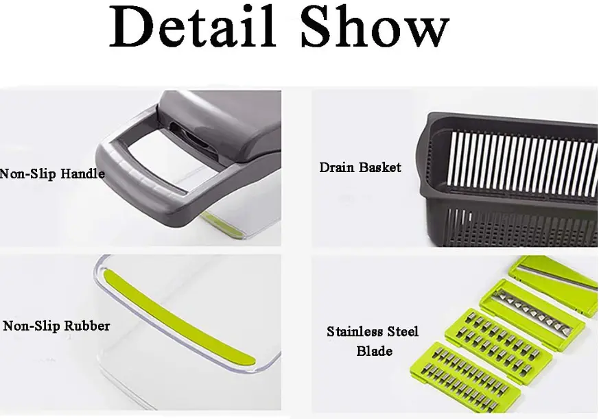 Овочерізка-подрібнювач Veggie Slicer 14 в 1 ситечко для яєць і ніж для чищення овочів KA-808 - фото 4