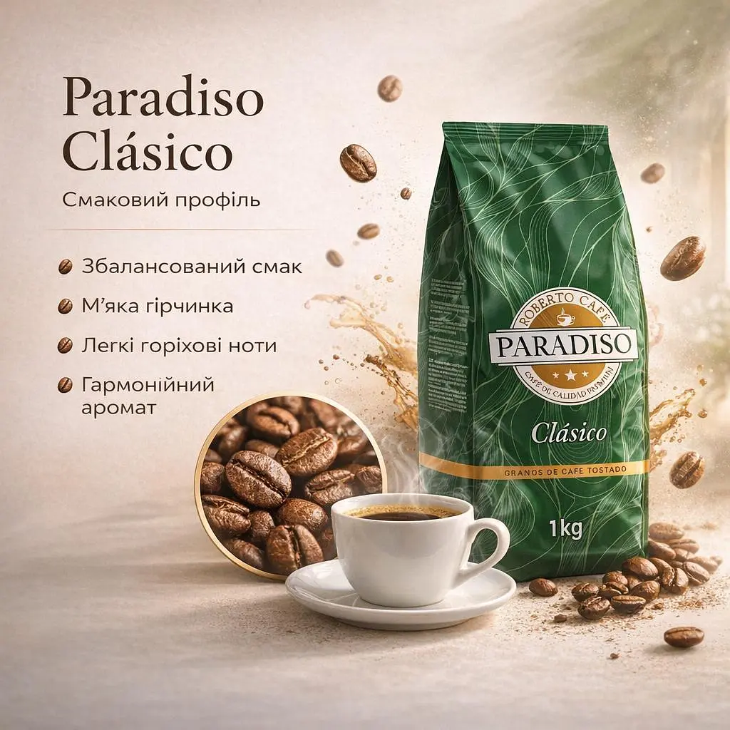 Кава в зернах Paradiso Classico 1 кг для кавомашини - фото 3