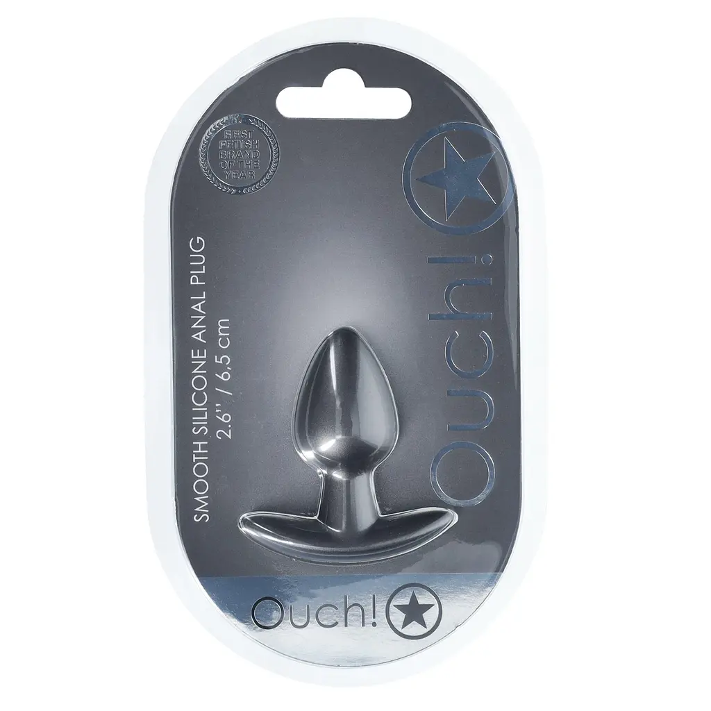 Анальна пробка Ouch! Smooth Anal Plug Metallic S 6.5 см (сірий) - фото 6
