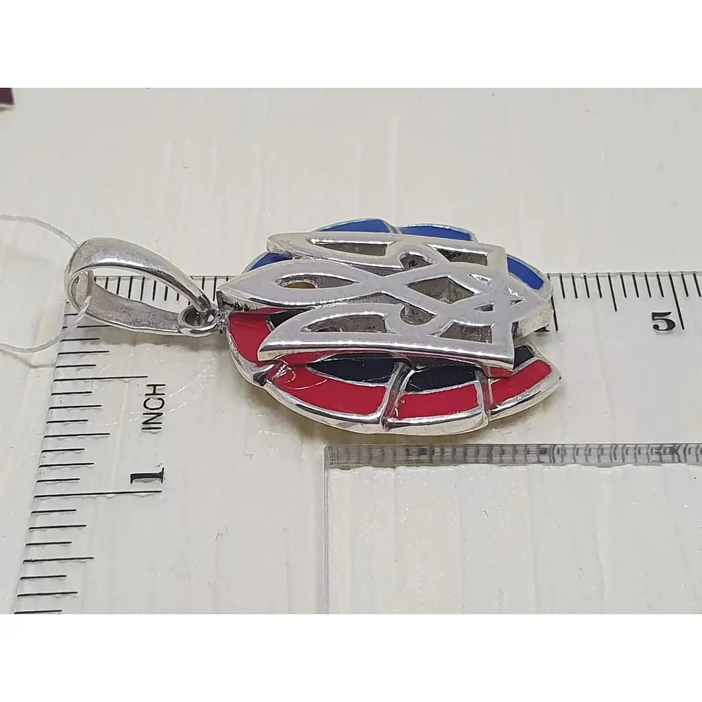 Срібна підвіска Астор Тризуб з емаллю. 9142475 - фото 2