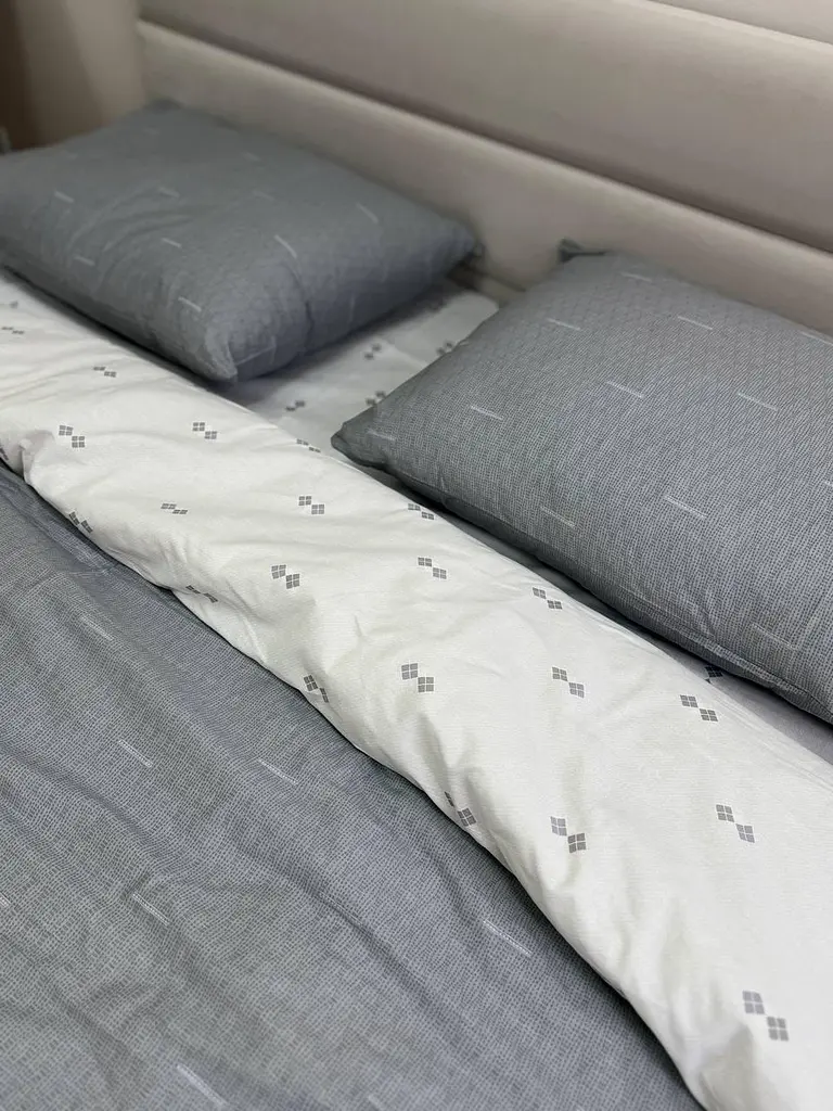 Комплект постільної білизни Ecotton полуторний 150х215 см сіра Полоса 21205 (23672) - фото 5