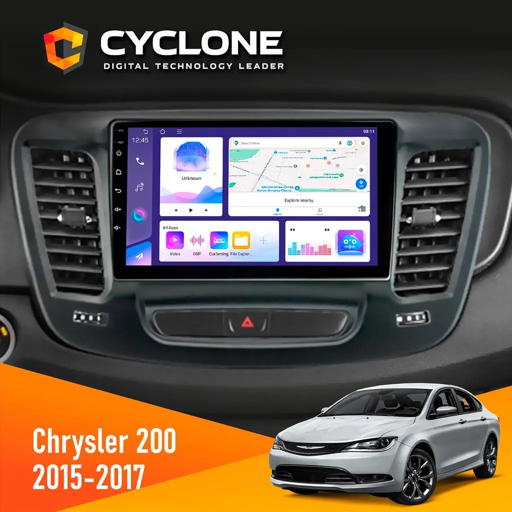 Штатна магнітола Chrysler 200 2015-2017 Cyclone C9-011 4x64, DSP Cyclone (НФ-00009723) - фото 2
