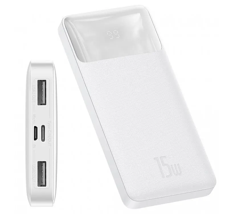 Портативный аккумулятор Baseus Bipow Digital Display 10000mAh 15W Overseas Edition PPBD050002 белый - фото 2