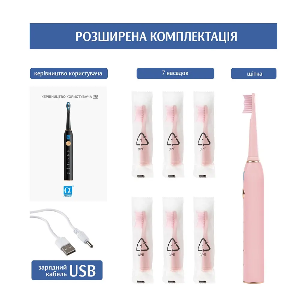 Электрическая зубная щетка AHealth SMART SONIC SMILE 1 pink (AHsss1p) - фото 5