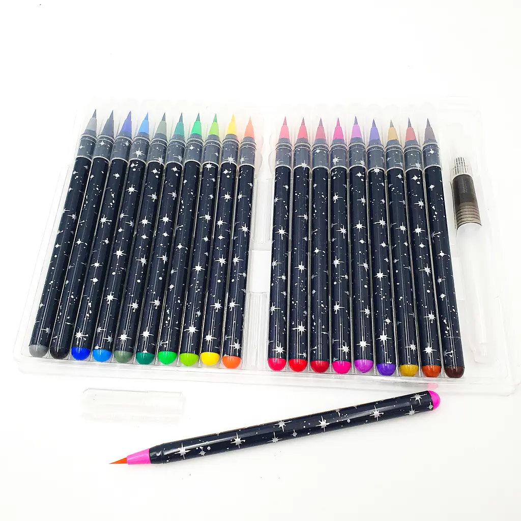 Акварельні маркери лінери пензлика олівці на водній основі UKC Watercolor Brush Pen 20 шт - фото 2