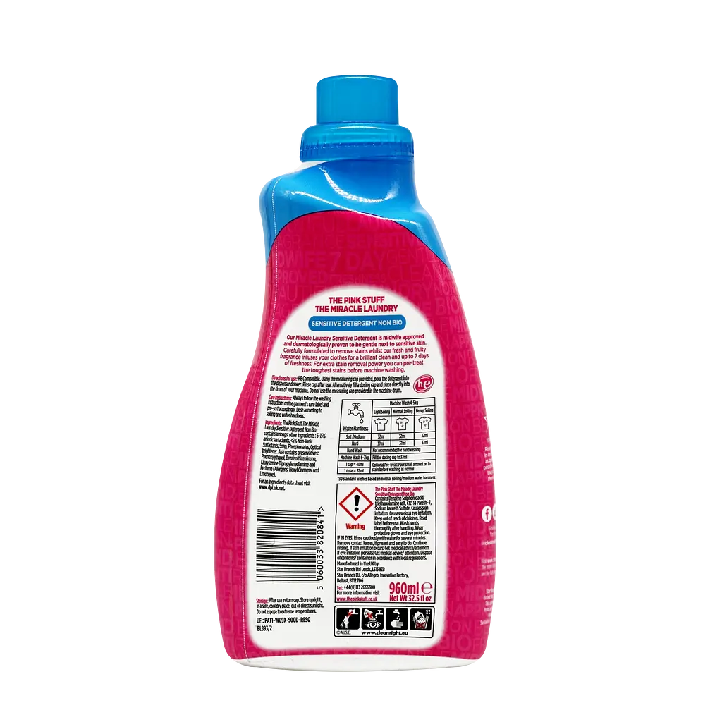 Гель для прання The Pink Stuff Sensitive Detergent Non Bio 960 мл - фото 2
