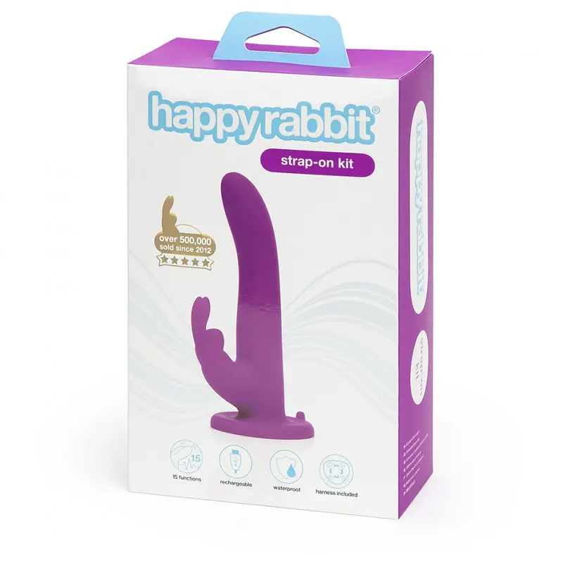 Вібрострапон-кролик з трусиками фіолетовий+чорний Happy Rabbit (Велика Британія) HR74312 103041 - фото 3