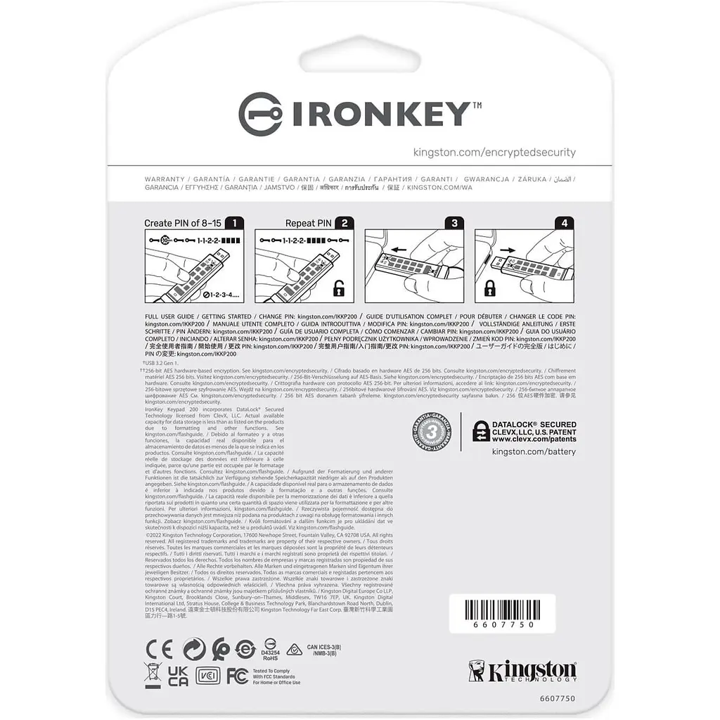 Флеш-накопичувач USB3.2 128GB Kingston IronKey Keypad 200 Type-A Blue (IKKP200/128GB) - фото 6