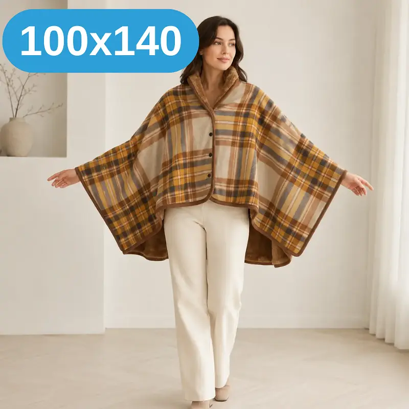 Універсальний плед-халат-шаль Solve у коричневу клітинку 100 x 140 см (KT9000903) - фото 2
